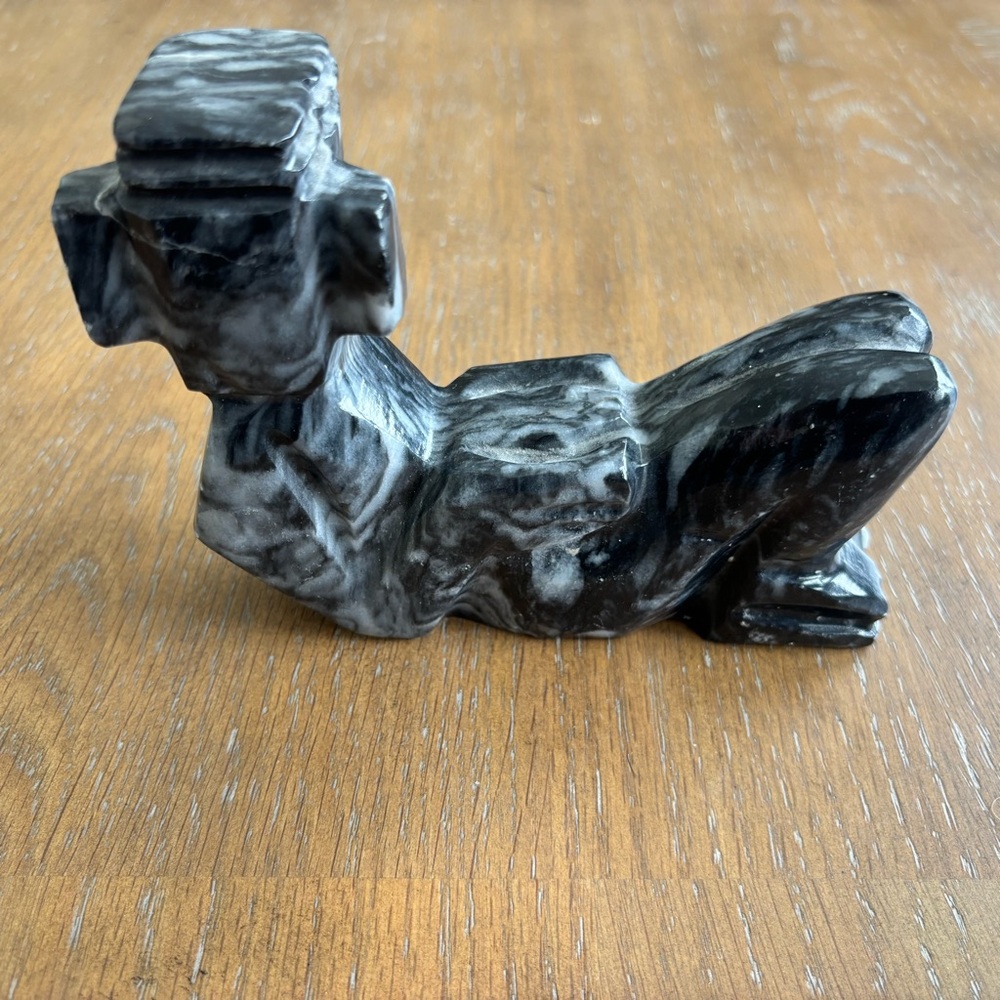 MAYAN AZTEC CARVED FIGURE STONE MARBLE UNIQUE ARTSY HOME DECOR - Picture 5 of 10